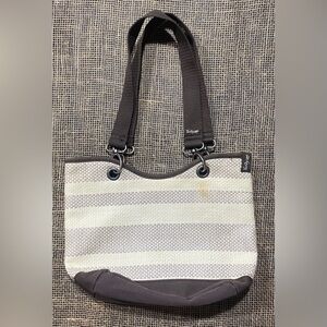 Thirty-one Tote Water Resistant Brown/Beige Textured Straw Removable Straps